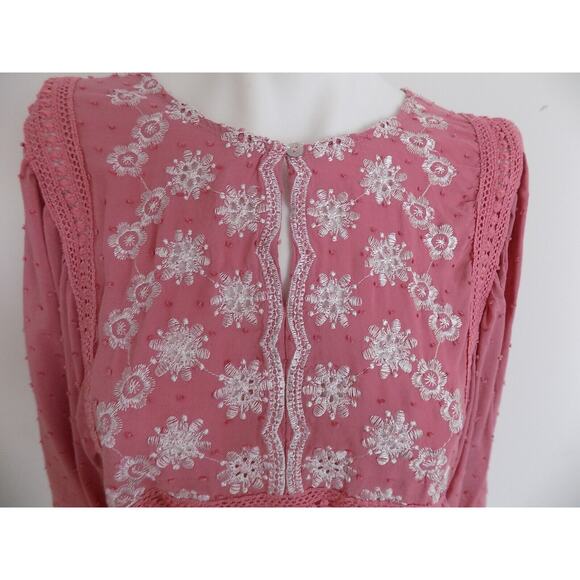 LIV Los Angeles boho top peasant blouse size Large embroidered - Picture 7 of 10